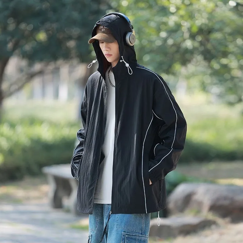 Solid Color Relaxed-Fit Windbreaker for Summer and Autumn