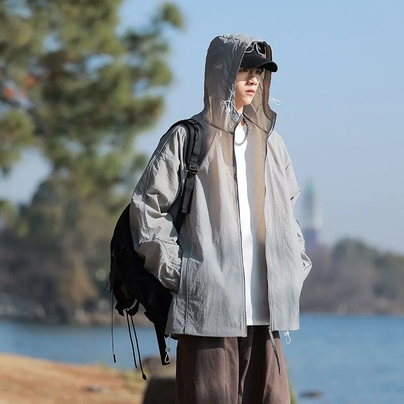 Solid Color Relaxed-Fit Windbreaker for Summer and Autumn