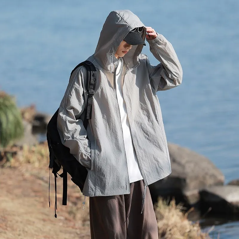 Solid Color Relaxed-Fit Windbreaker for Summer and Autumn
