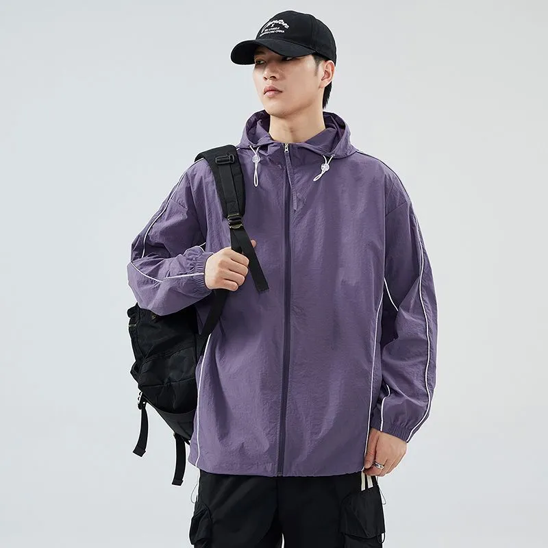 Solid Color Relaxed-Fit Windbreaker for Summer and Autumn