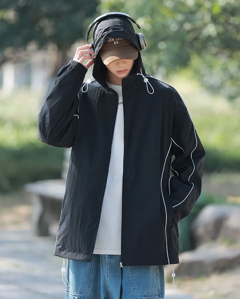 Solid Color Relaxed-Fit Windbreaker for Summer and Autumn