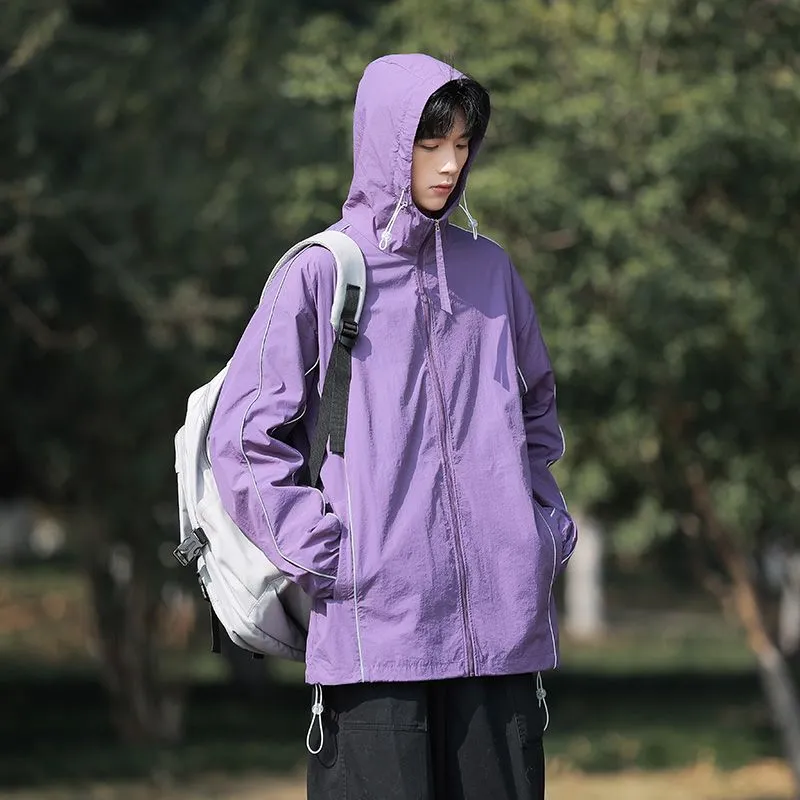 Solid Color Relaxed-Fit Windbreaker for Summer and Autumn