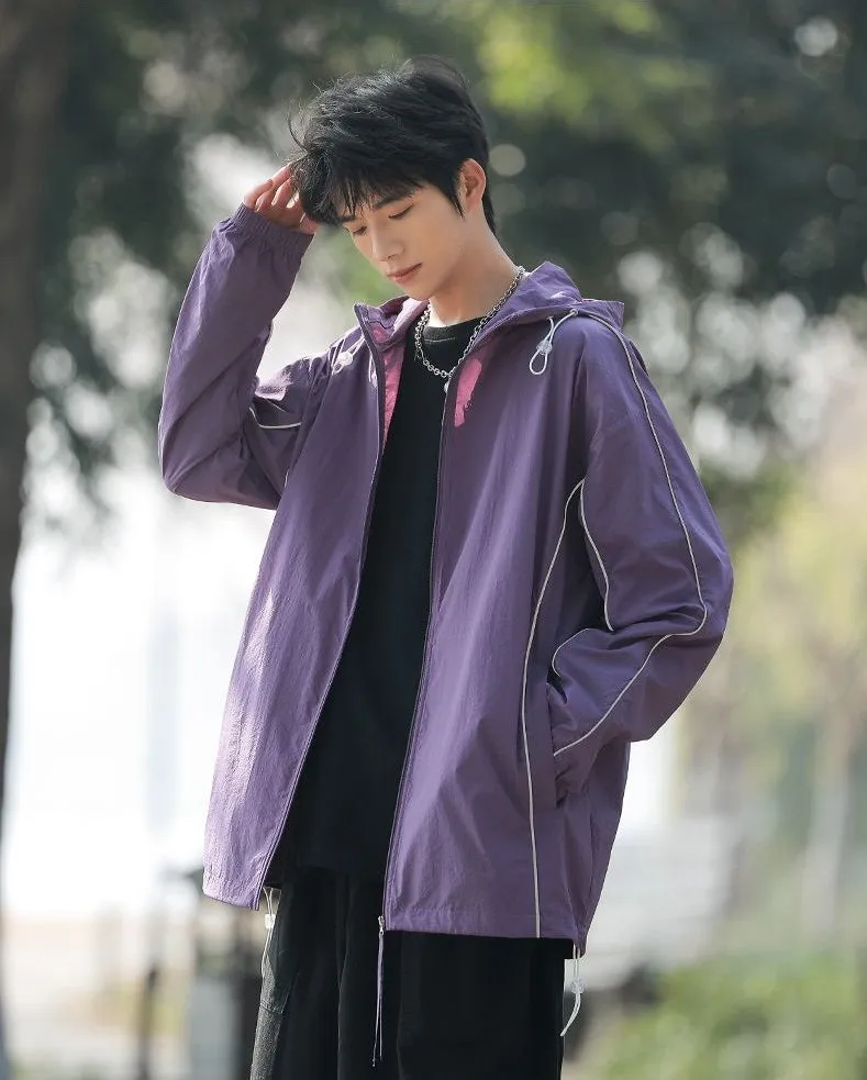 Solid Color Relaxed-Fit Windbreaker for Summer and Autumn