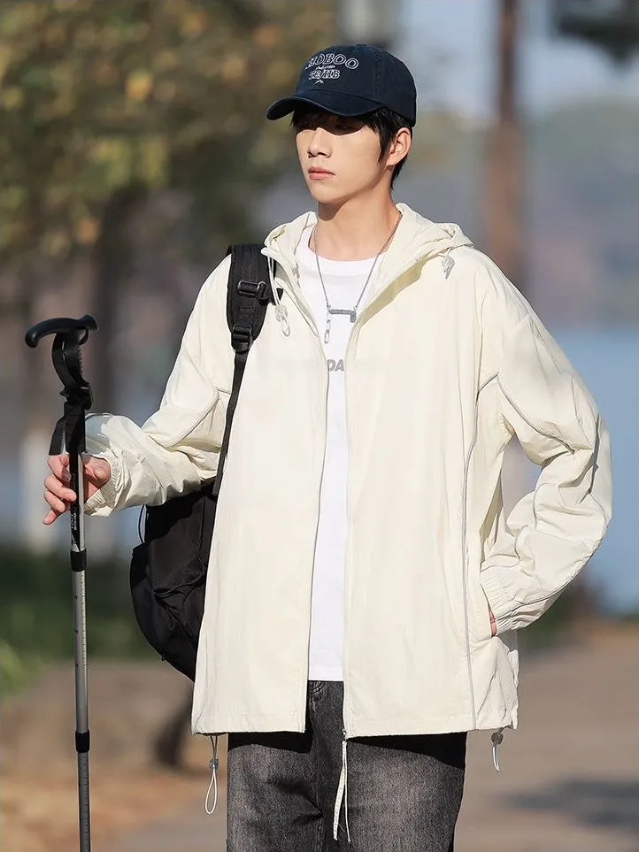 Solid Color Relaxed-Fit Windbreaker for Summer and Autumn