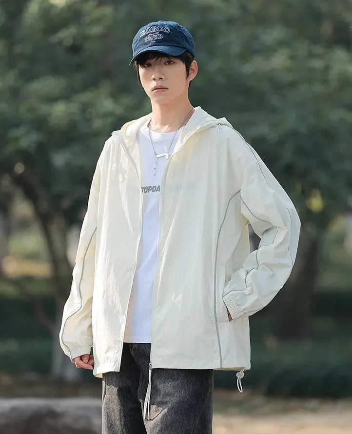 Solid Color Relaxed-Fit Windbreaker for Summer and Autumn
