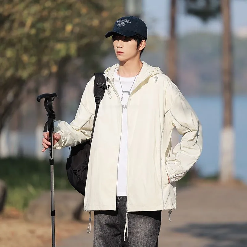 Solid Color Relaxed-Fit Windbreaker for Summer and Autumn