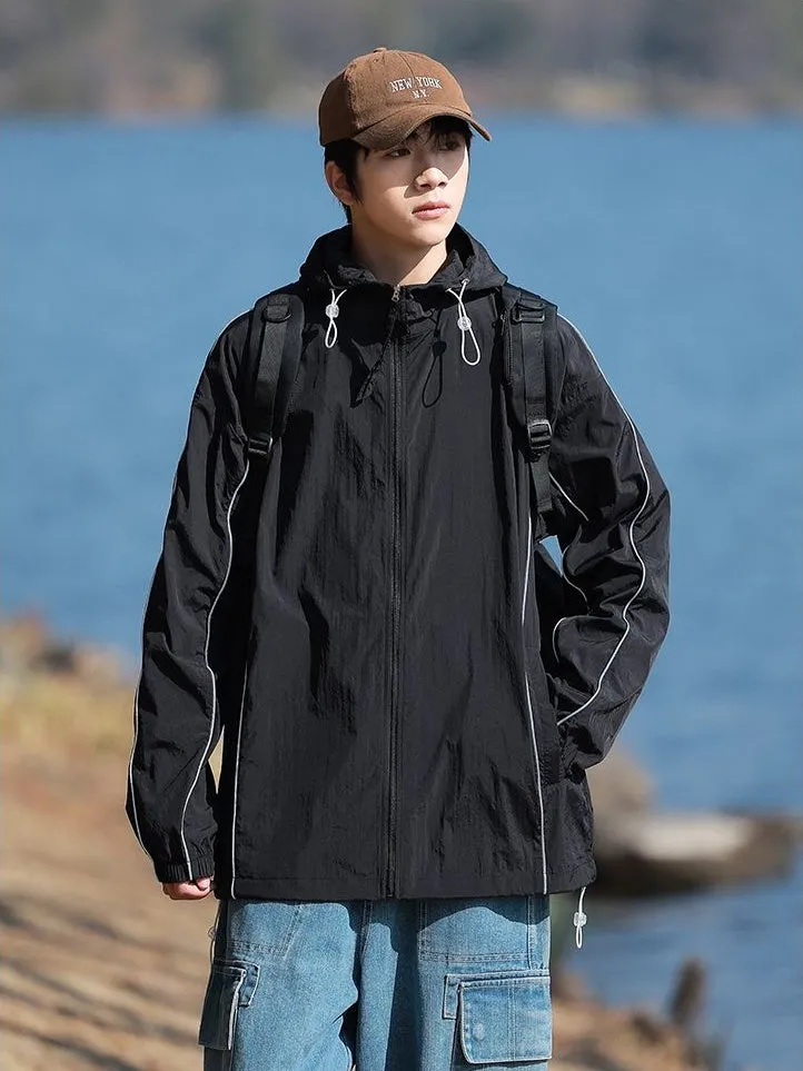 Solid Color Relaxed-Fit Windbreaker for Summer and Autumn
