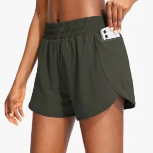Soothfeel Womens Running Shorts with Zipper Pockets High Waisted Athletic Gym Wo