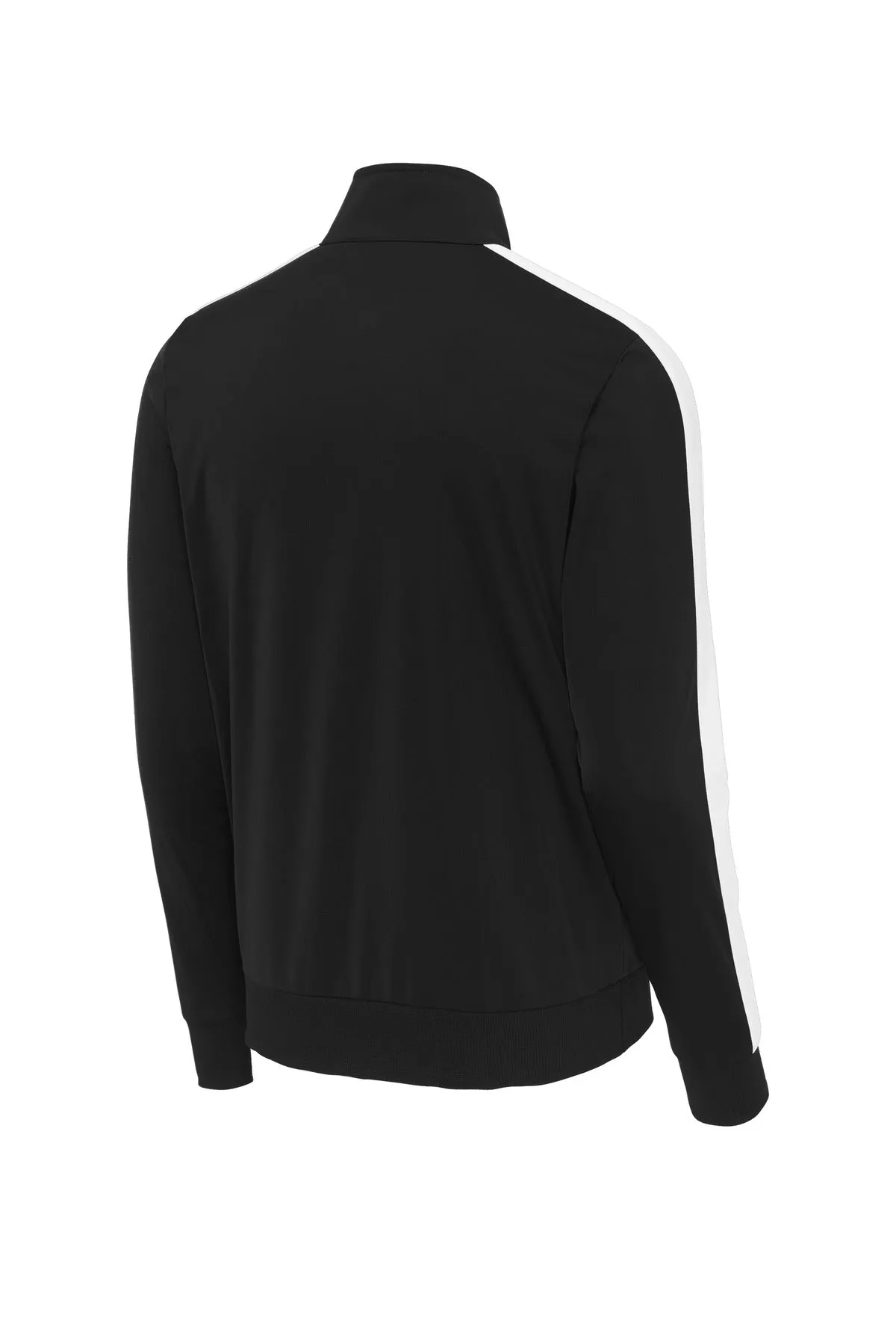 Sport-Tek  Tricot Sleeve Stripe Track Jacket. JST94 Black/ White