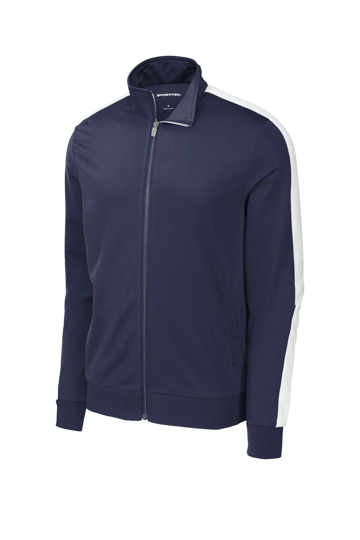 Sport-Tek  Tricot Sleeve Stripe Track Jacket. JST94 True Navy/ White