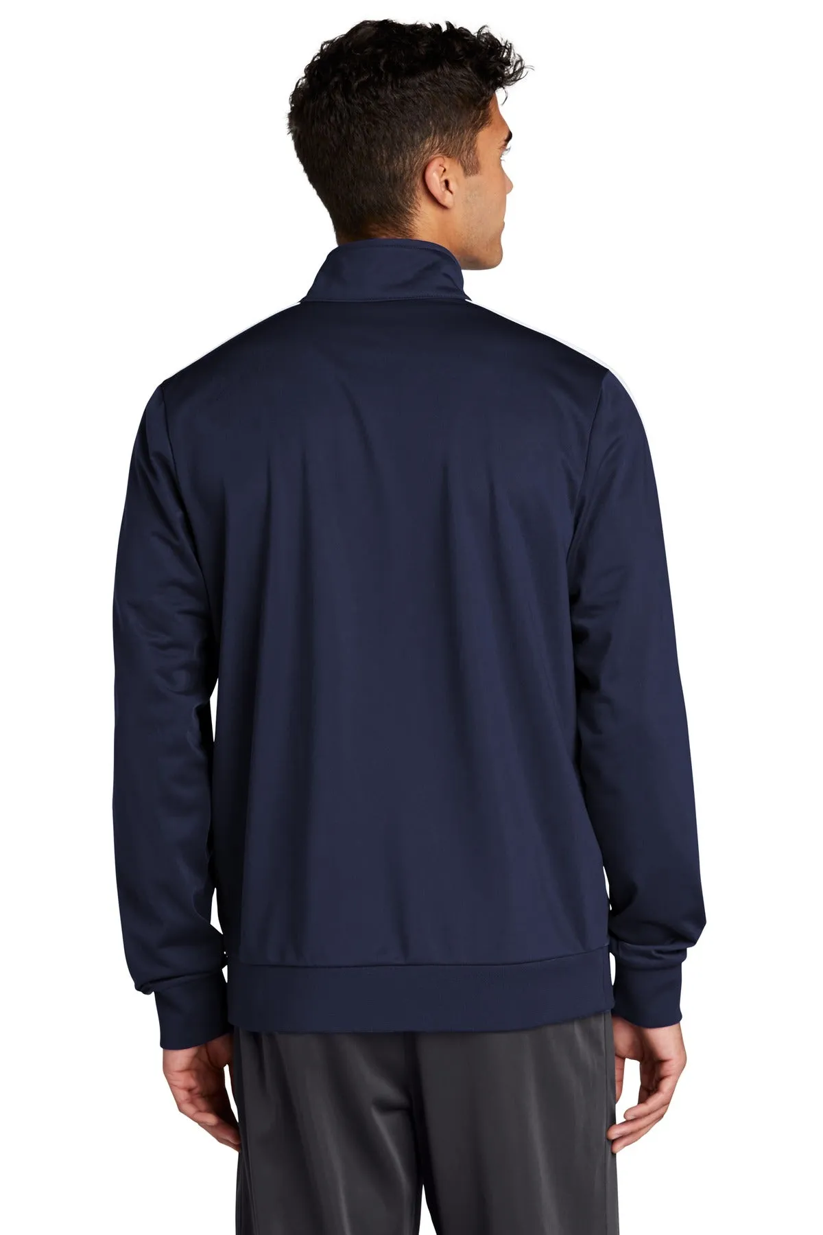 Sport-Tek  Tricot Sleeve Stripe Track Jacket. JST94 True Navy/ White