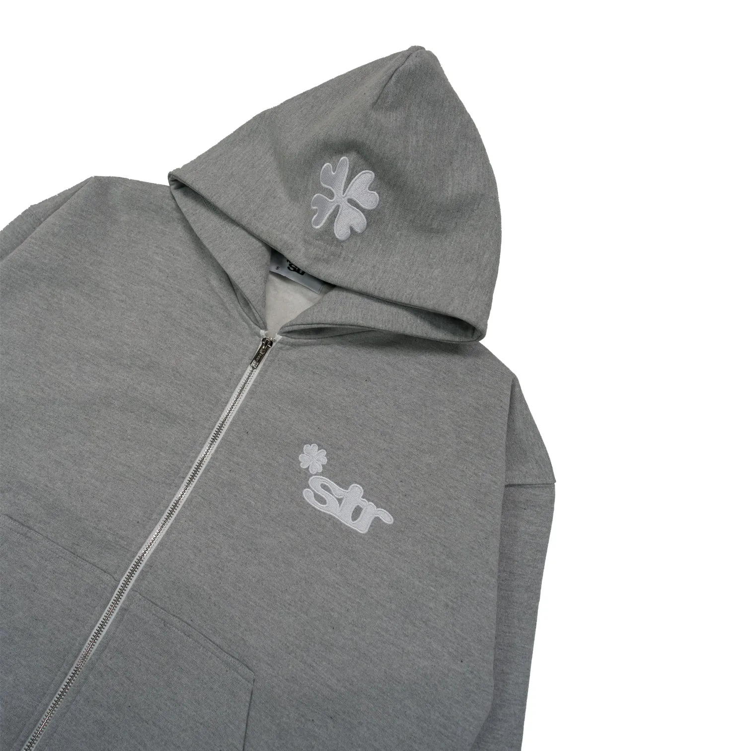 STR Clover Heavyweight Zip Up Hoodie (Grey)
