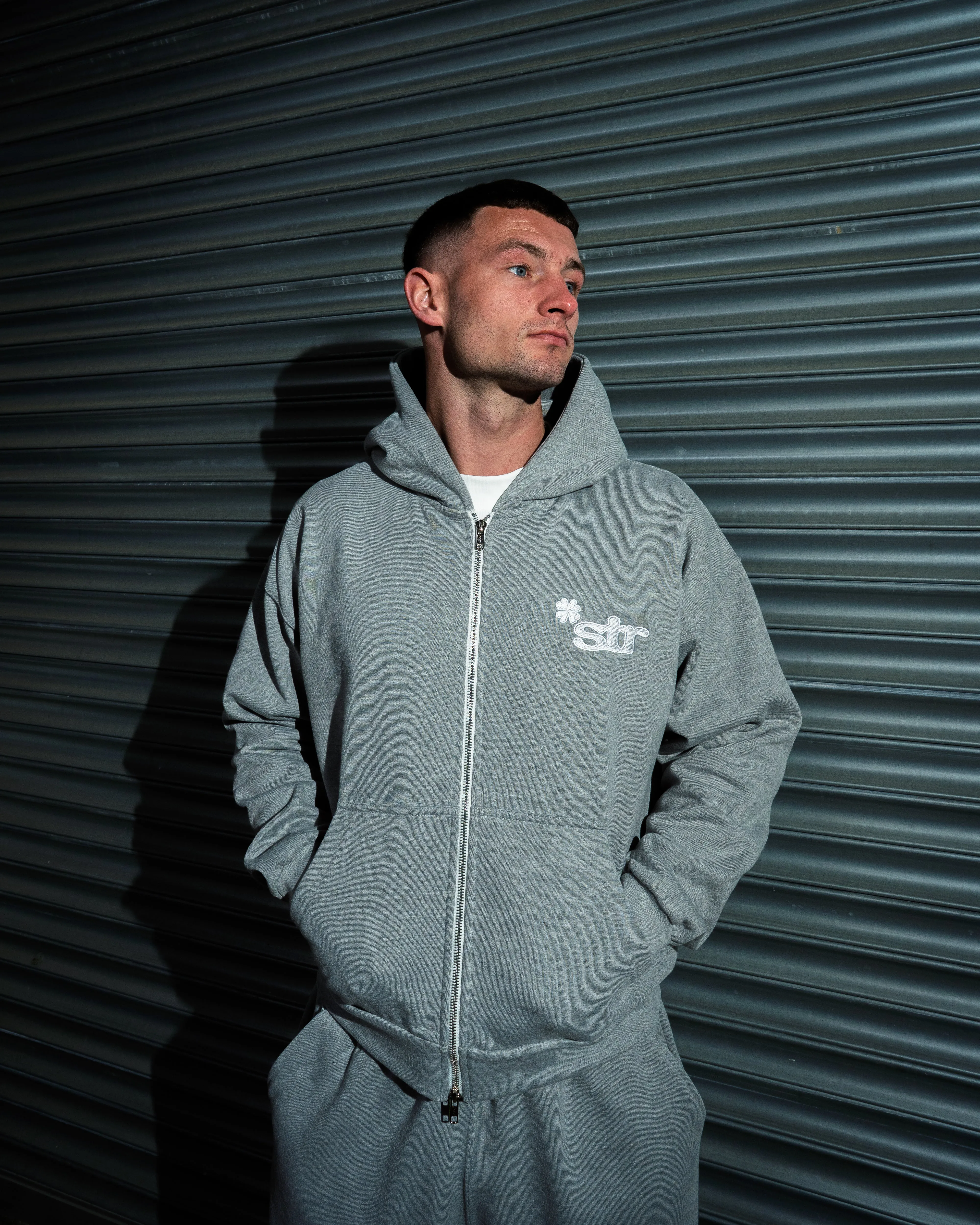 STR Clover Heavyweight Zip Up Hoodie (Grey)