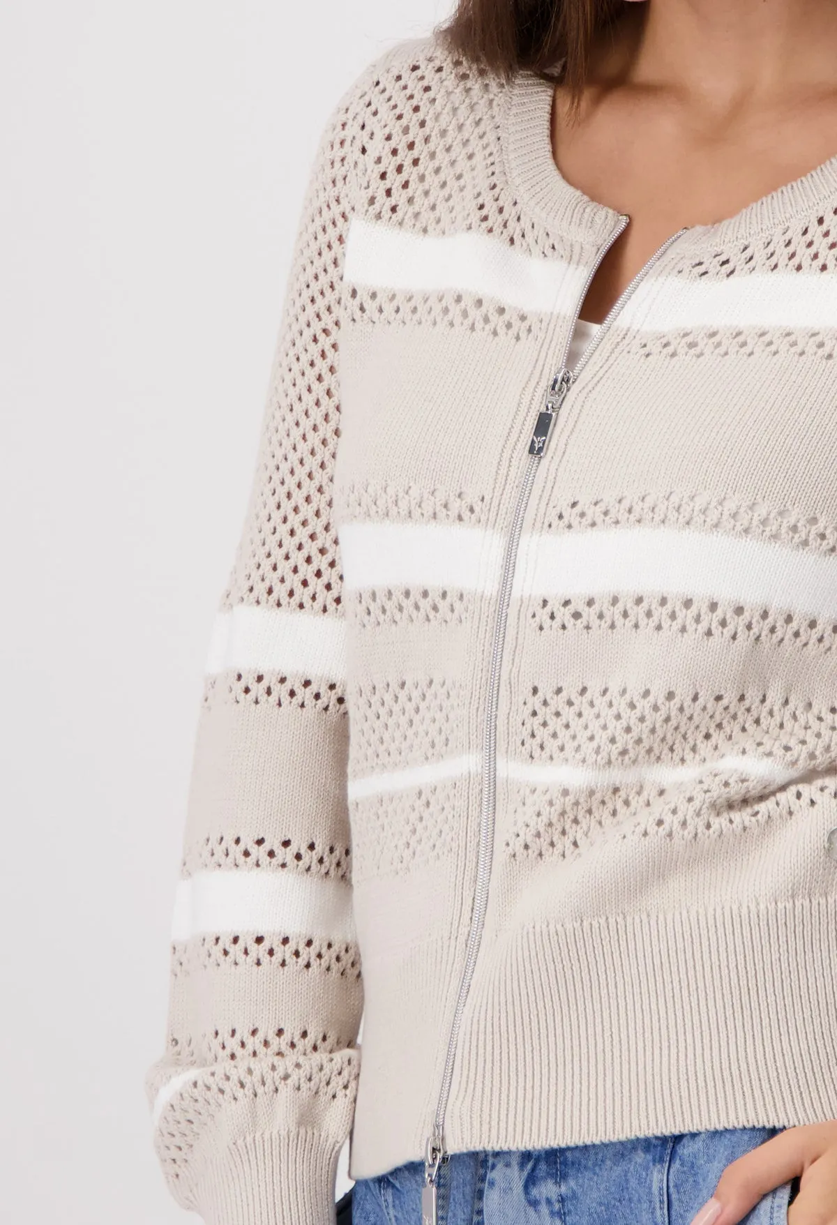 Streak Detail Zip Up Jacket