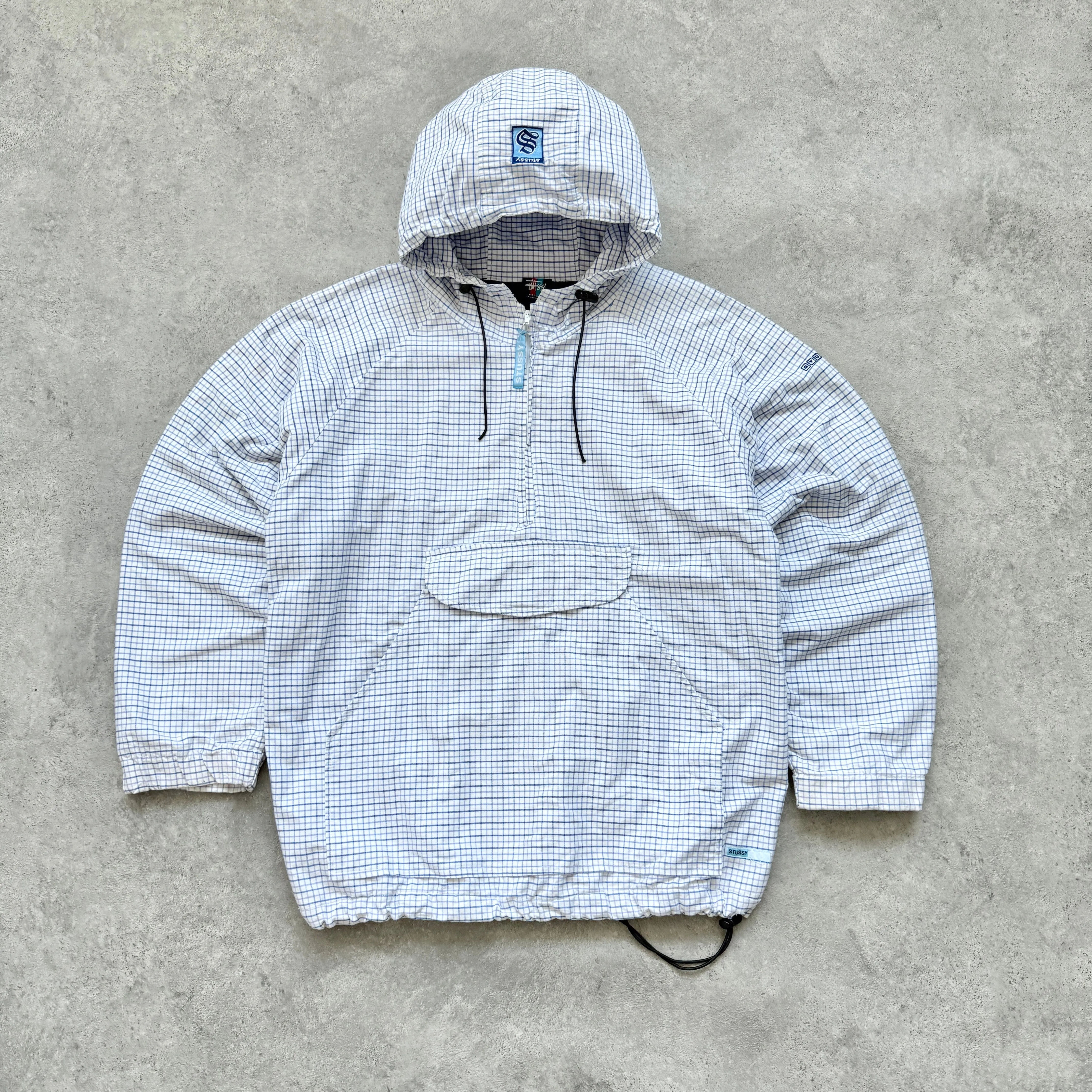 Stussy RARE 1990s 1/4 zip fleece lined technical plaid jacket (M)