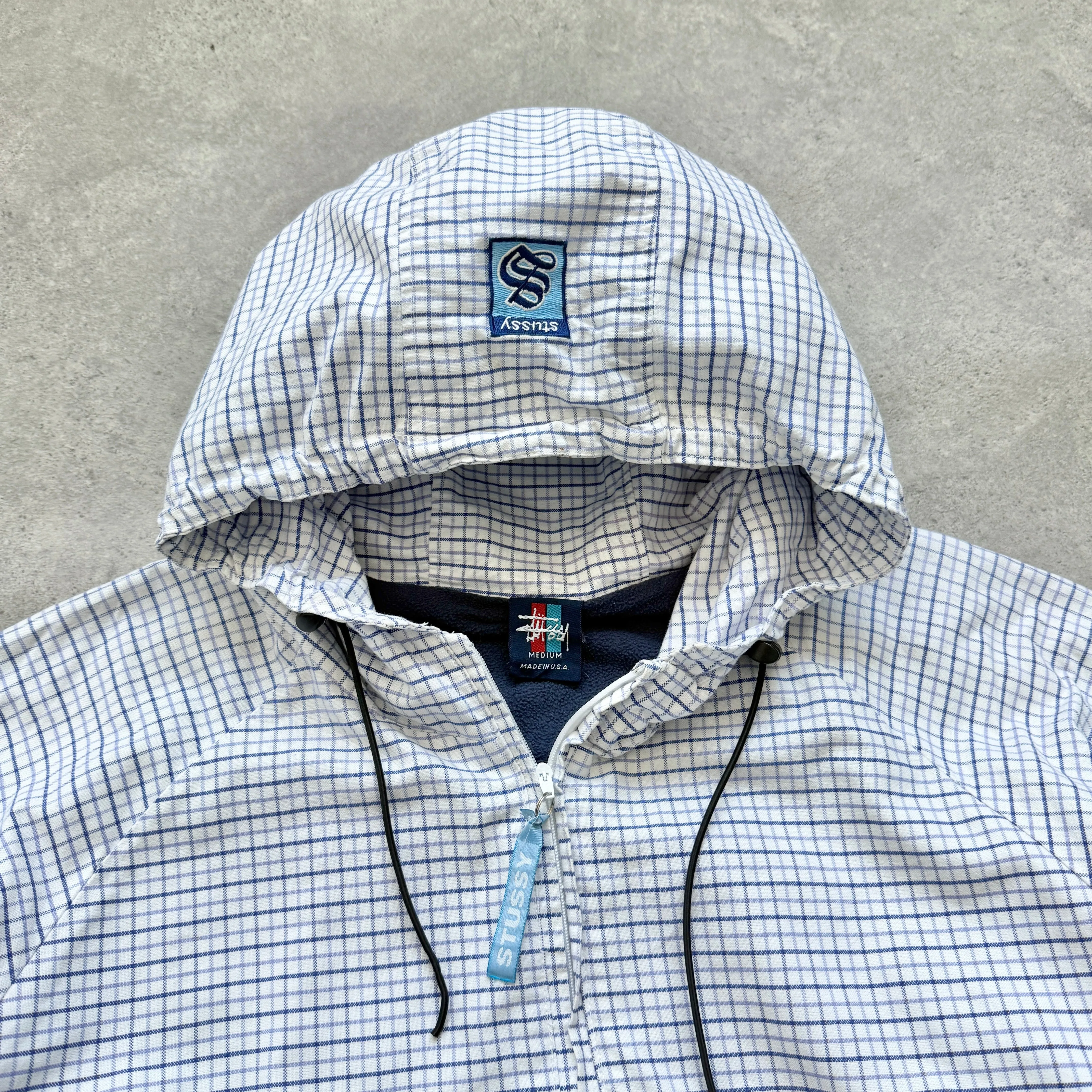 Stussy RARE 1990s 1/4 zip fleece lined technical plaid jacket (M)