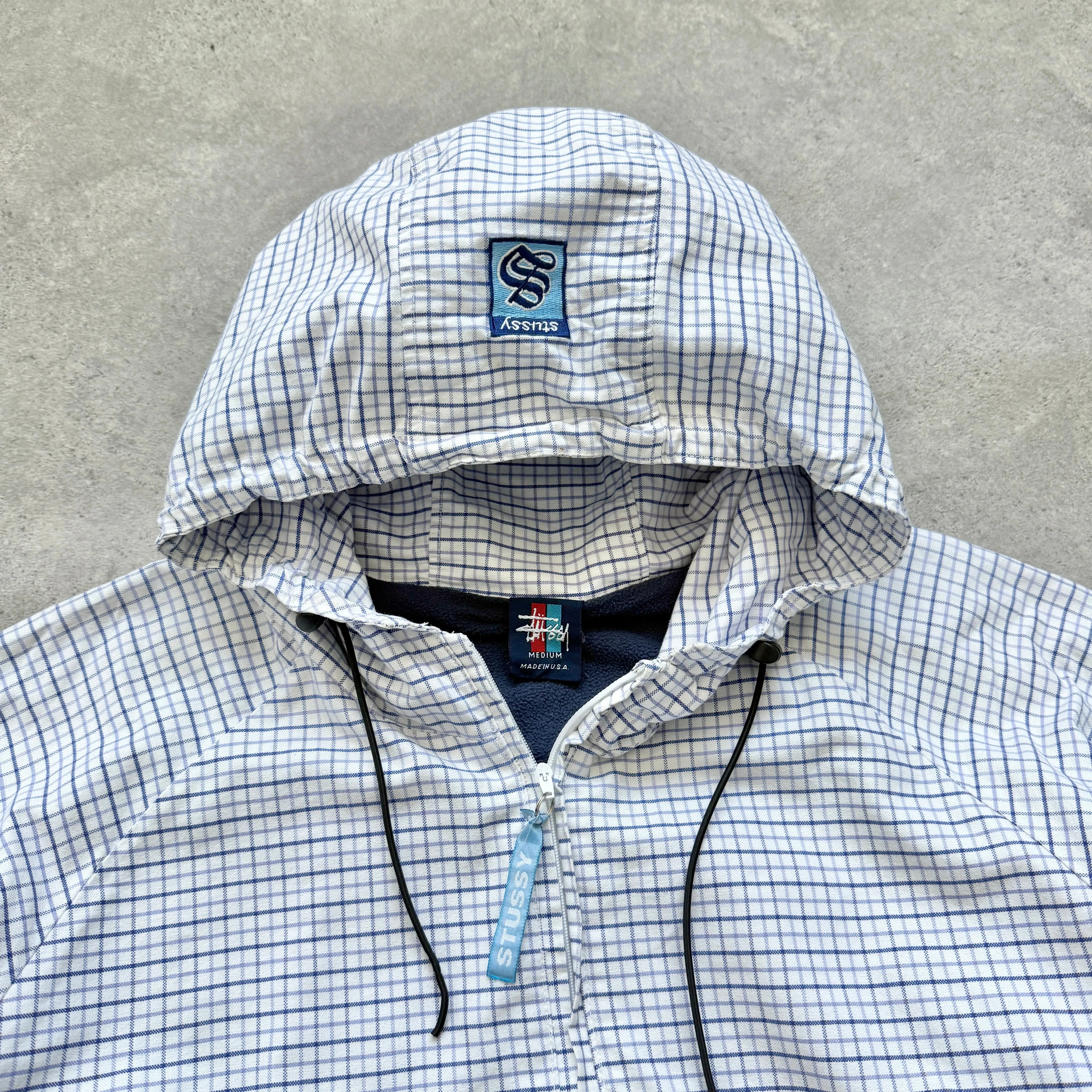 Stussy RARE 1990s 1/4 zip fleece lined technical plaid jacket (M)