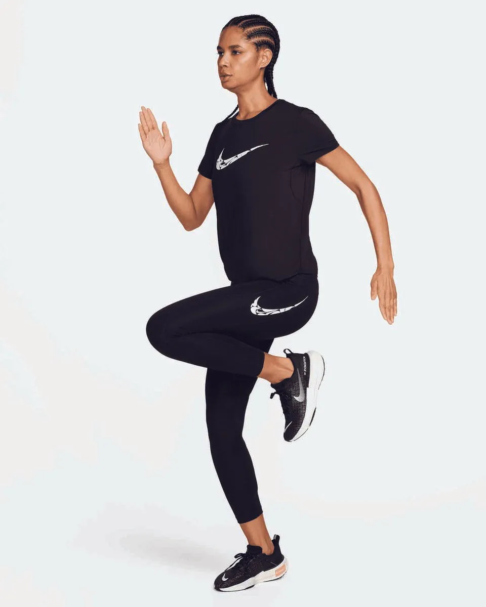 T SHIRT DONNA NIKE DRI-FIT SWOOSH RUN MAGLIA WOMAN RUNNING TEE BIANCA E NERA