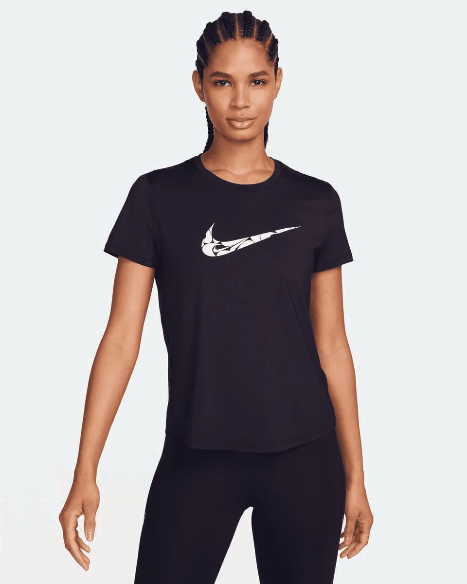 T SHIRT DONNA NIKE DRI-FIT SWOOSH RUN MAGLIA WOMAN RUNNING TEE BIANCA E NERA