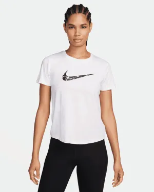 T SHIRT DONNA NIKE DRI-FIT SWOOSH RUN MAGLIA WOMAN RUNNING TEE BIANCA E NERA