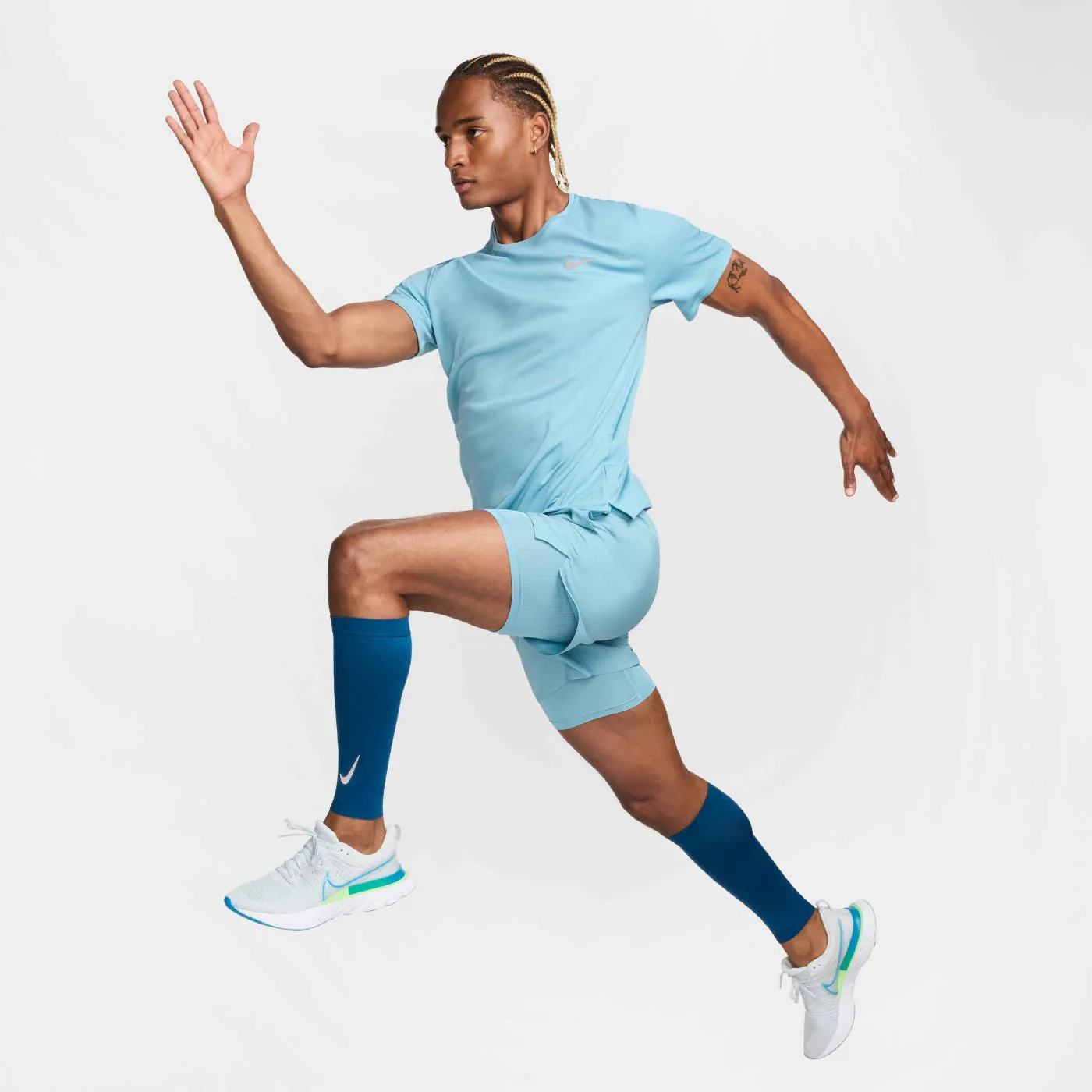 T SHIRT NIKE DRY-FIT RUN MAGLIA UOMO MAN TEE RUNNING AZZURRA