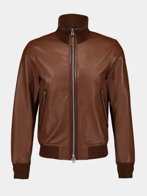 Tan Grain Leather Track Bomber