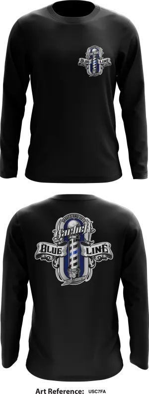 The Blue Line Barber Store 1  Core Men's LS Performance Tee - UsC7fA