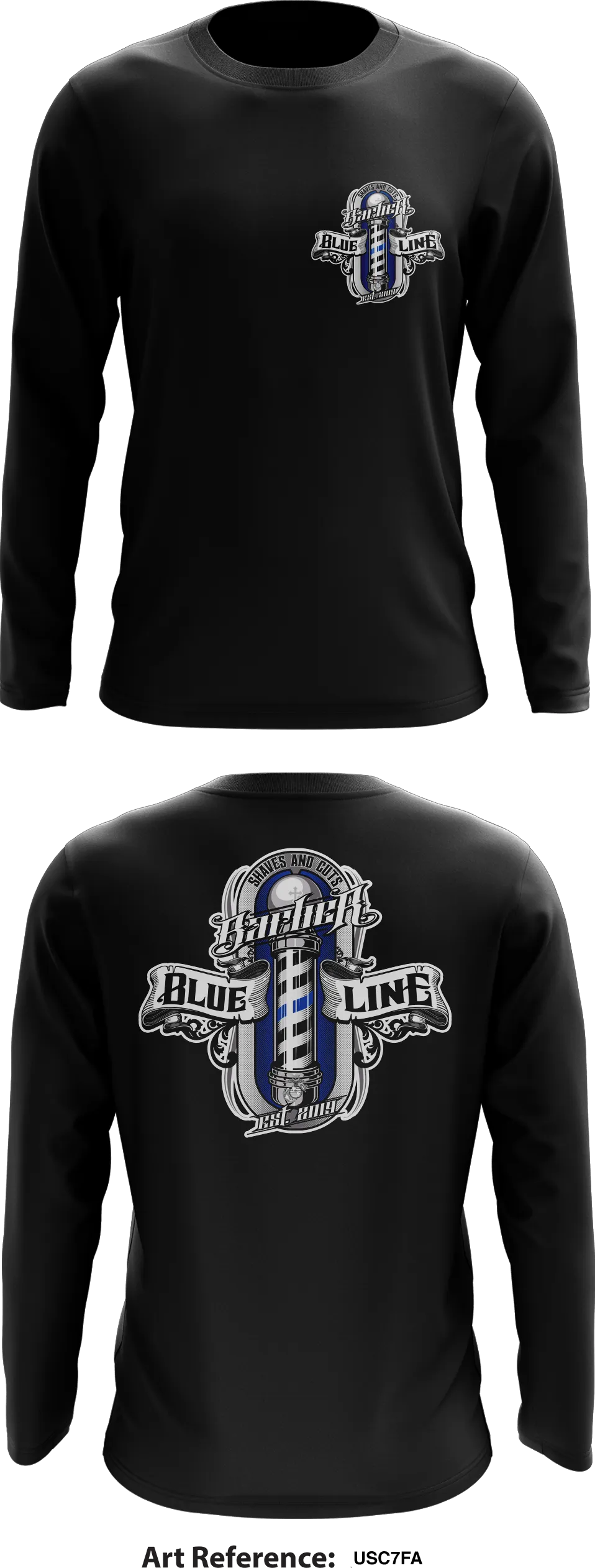The Blue Line Barber Store 1  Core Men's LS Performance Tee - UsC7fA