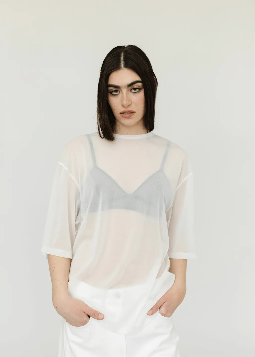 Tibi Sheer Gauze Easy T in White