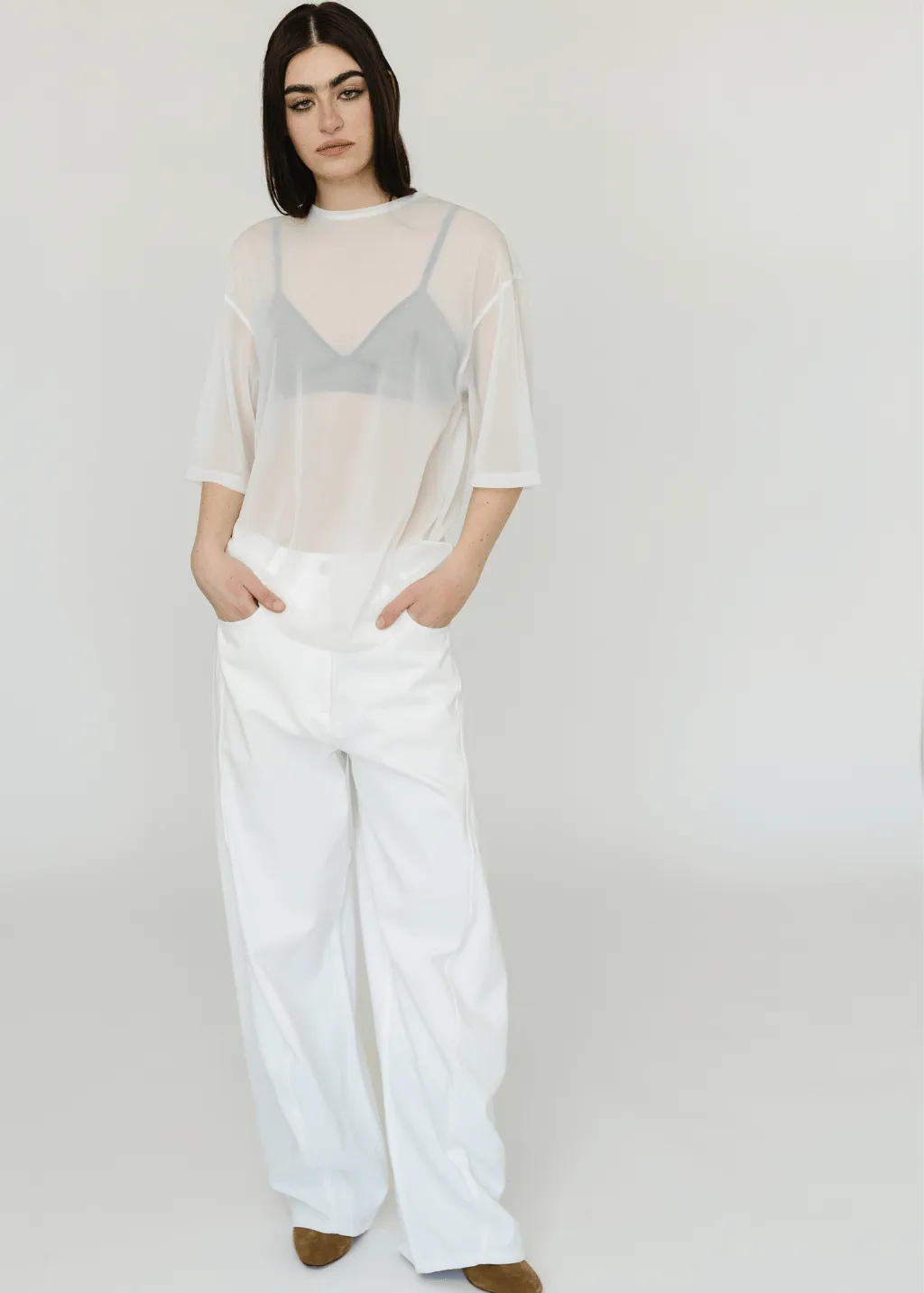 Tibi Sheer Gauze Easy T in White
