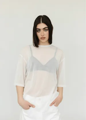 Tibi Sheer Gauze Easy T in White