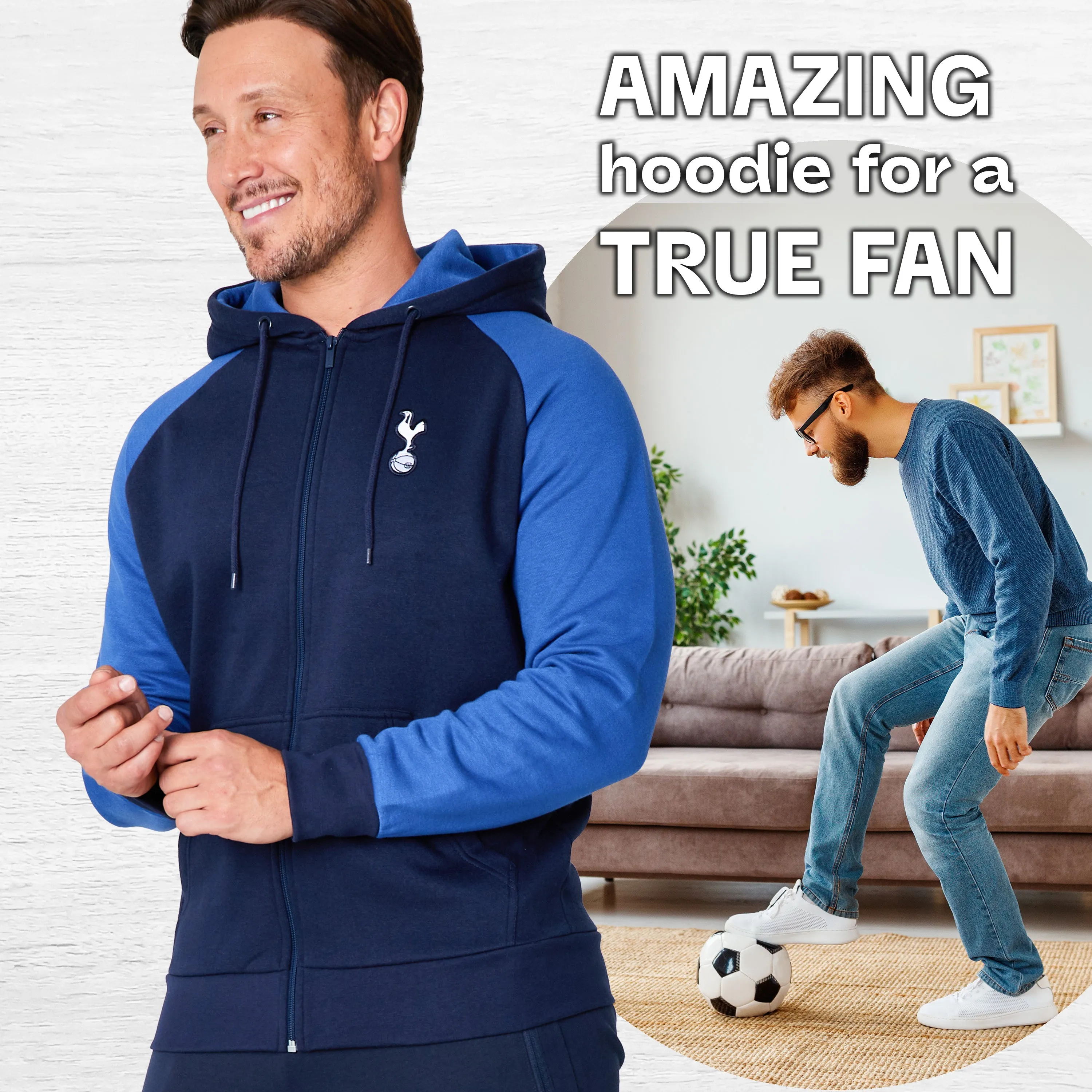 Tottenham Hotspur FC Mens Hoodie - Zip Up Hooded Sweatshirt