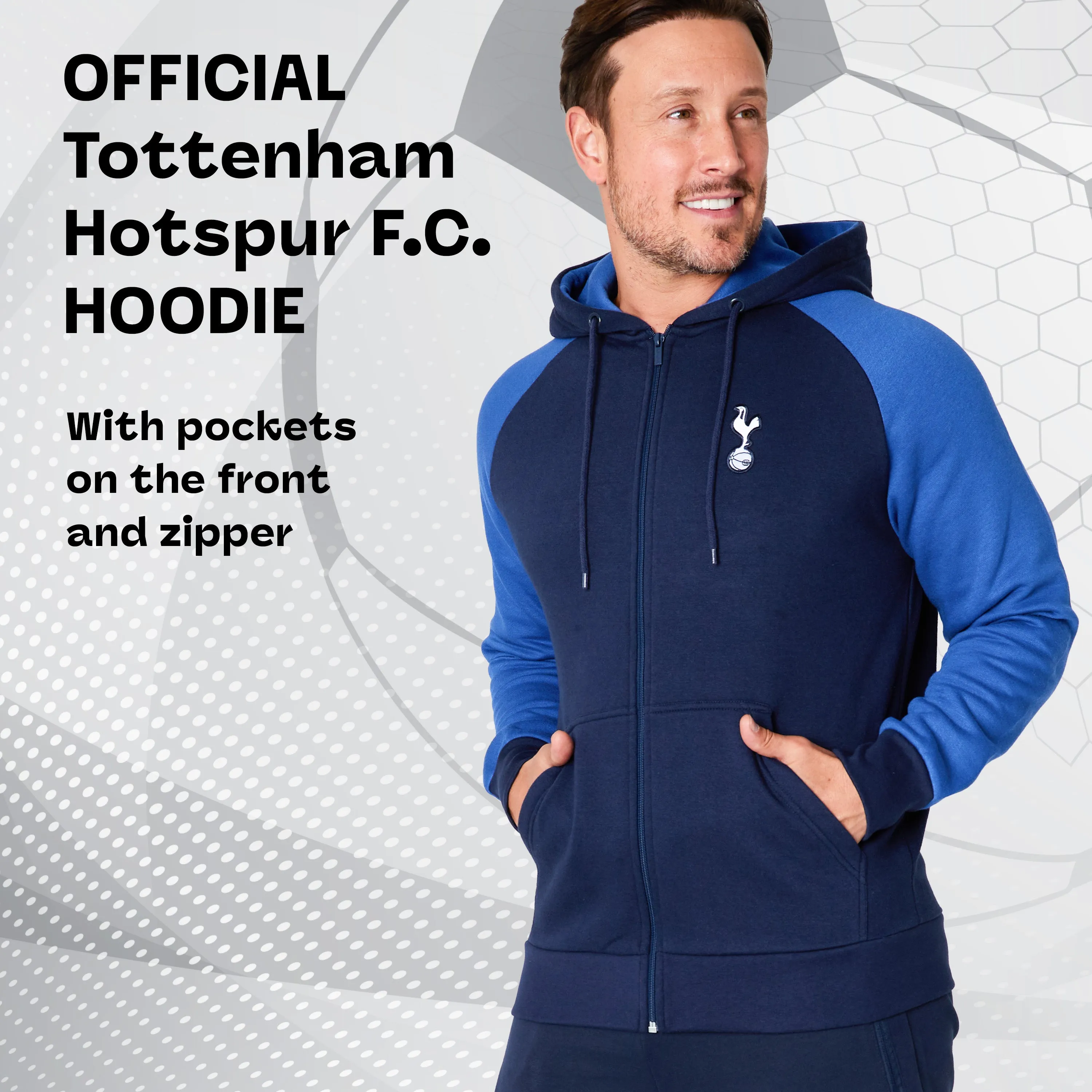 Tottenham Hotspur FC Mens Hoodie - Zip Up Hooded Sweatshirt
