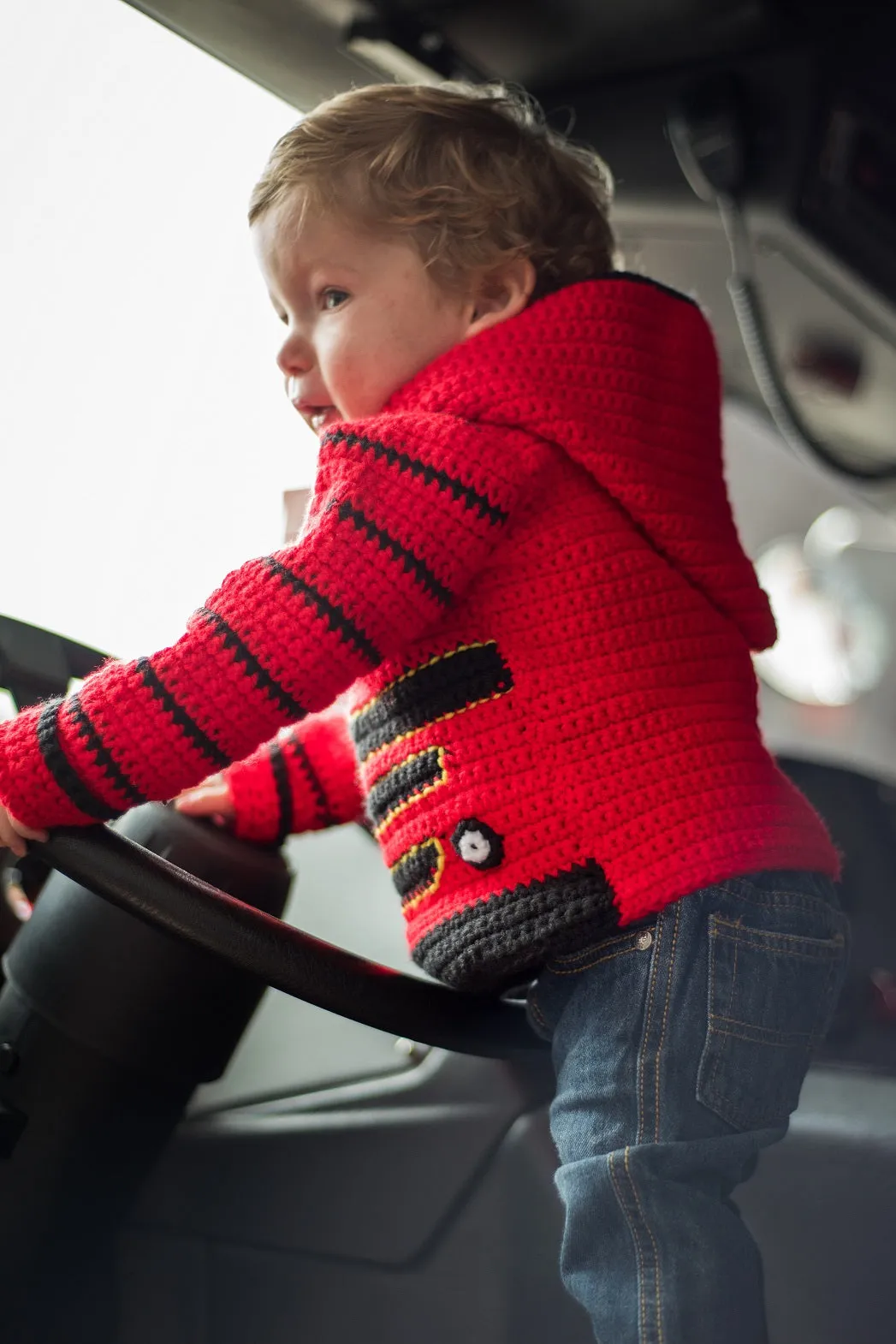 Train Engine Toddler Hoodie Crochet Pattern - Sizes 2 and 4 - Hoodie Zips up the Back