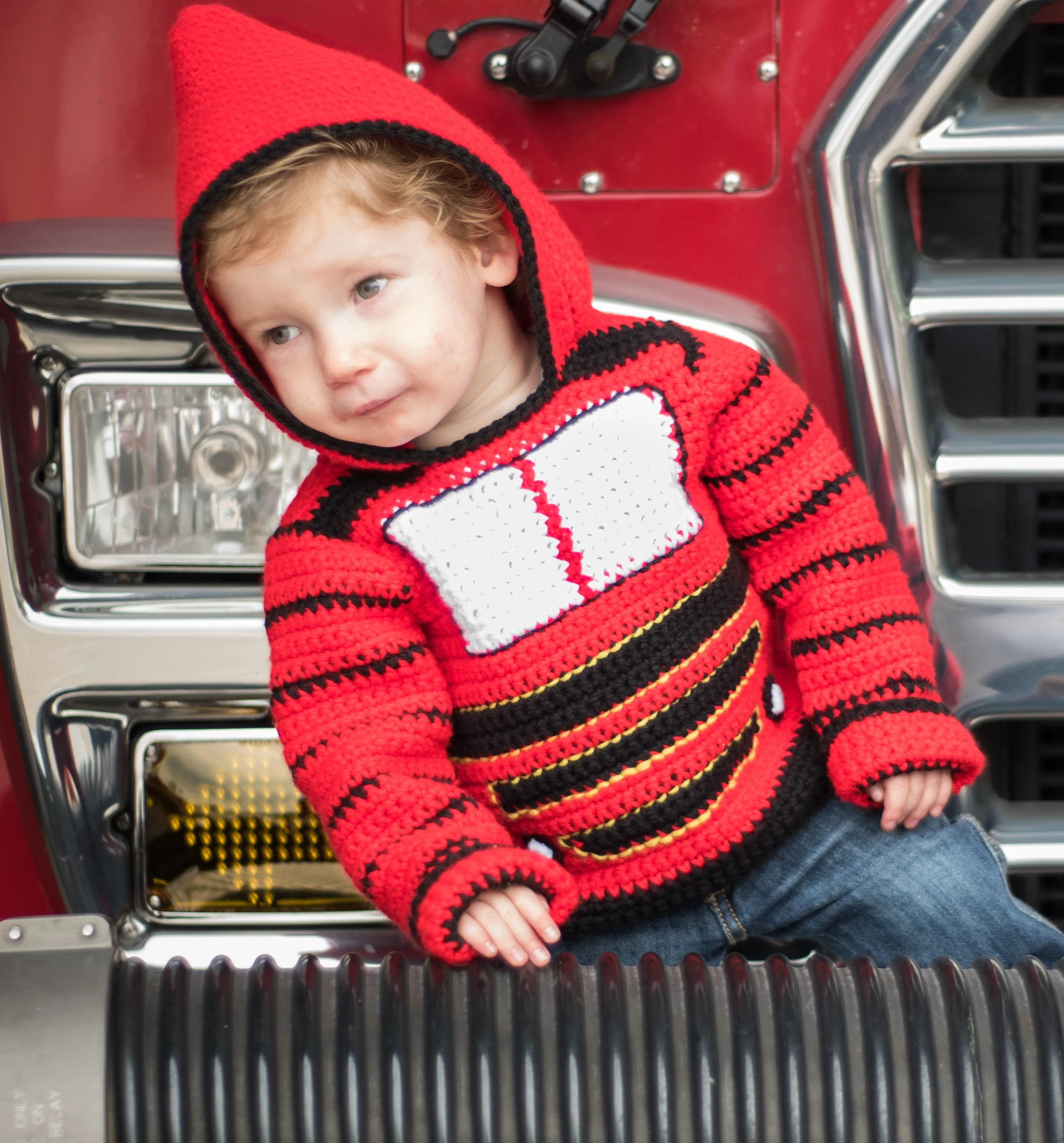 Train Engine Toddler Hoodie Crochet Pattern - Sizes 2 and 4 - Hoodie Zips up the Back