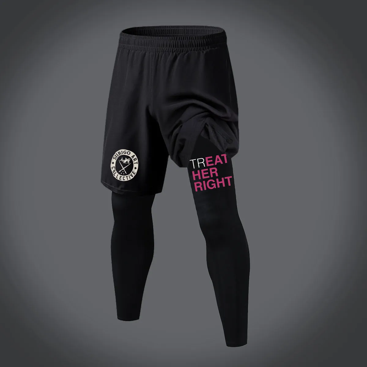 Treat Her Right Letter Graphic Print 2 in 1 Gym Workout With Leggings
