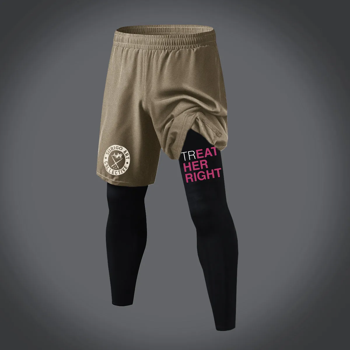 Treat Her Right Letter Graphic Print 2 in 1 Gym Workout With Leggings
