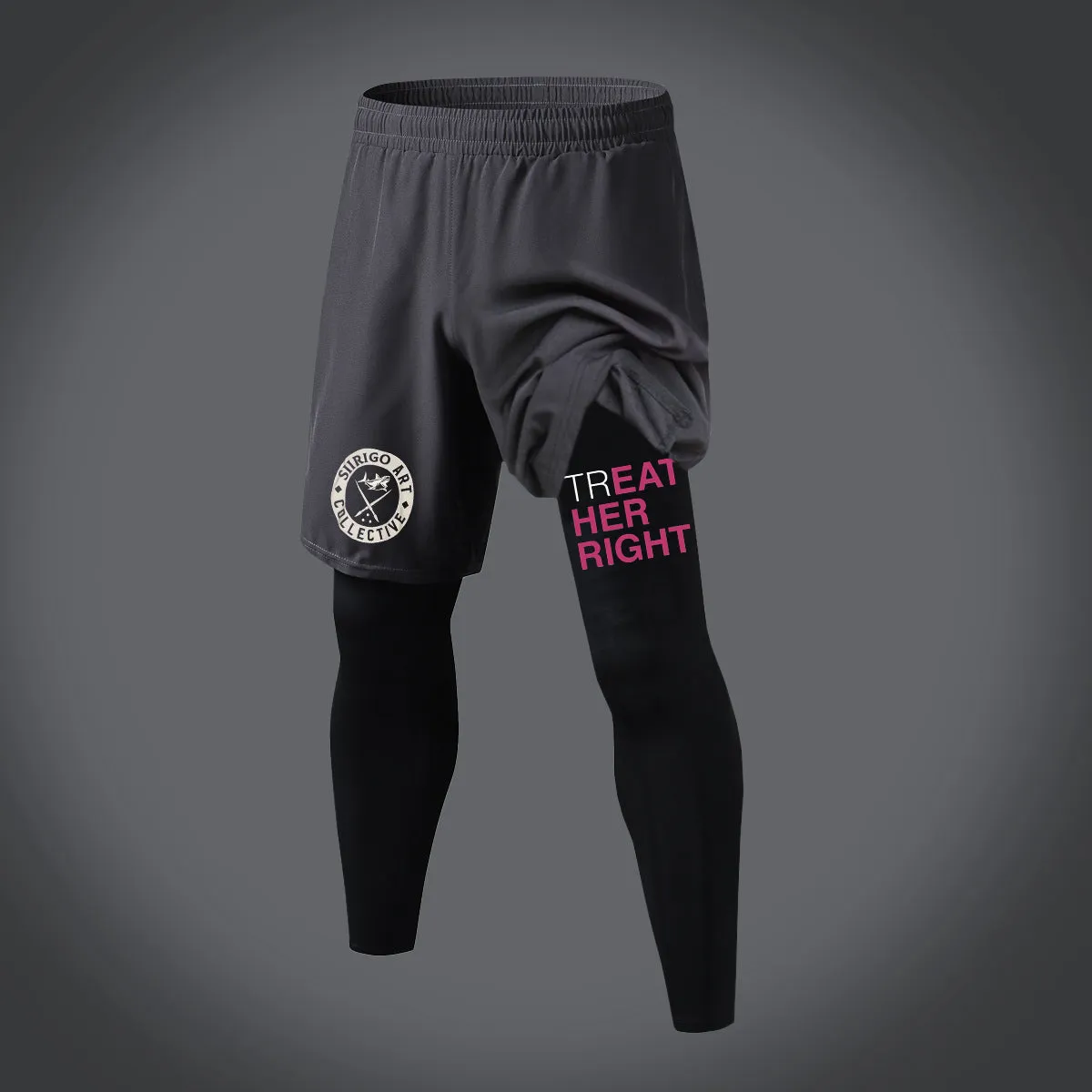 Treat Her Right Letter Graphic Print 2 in 1 Gym Workout With Leggings