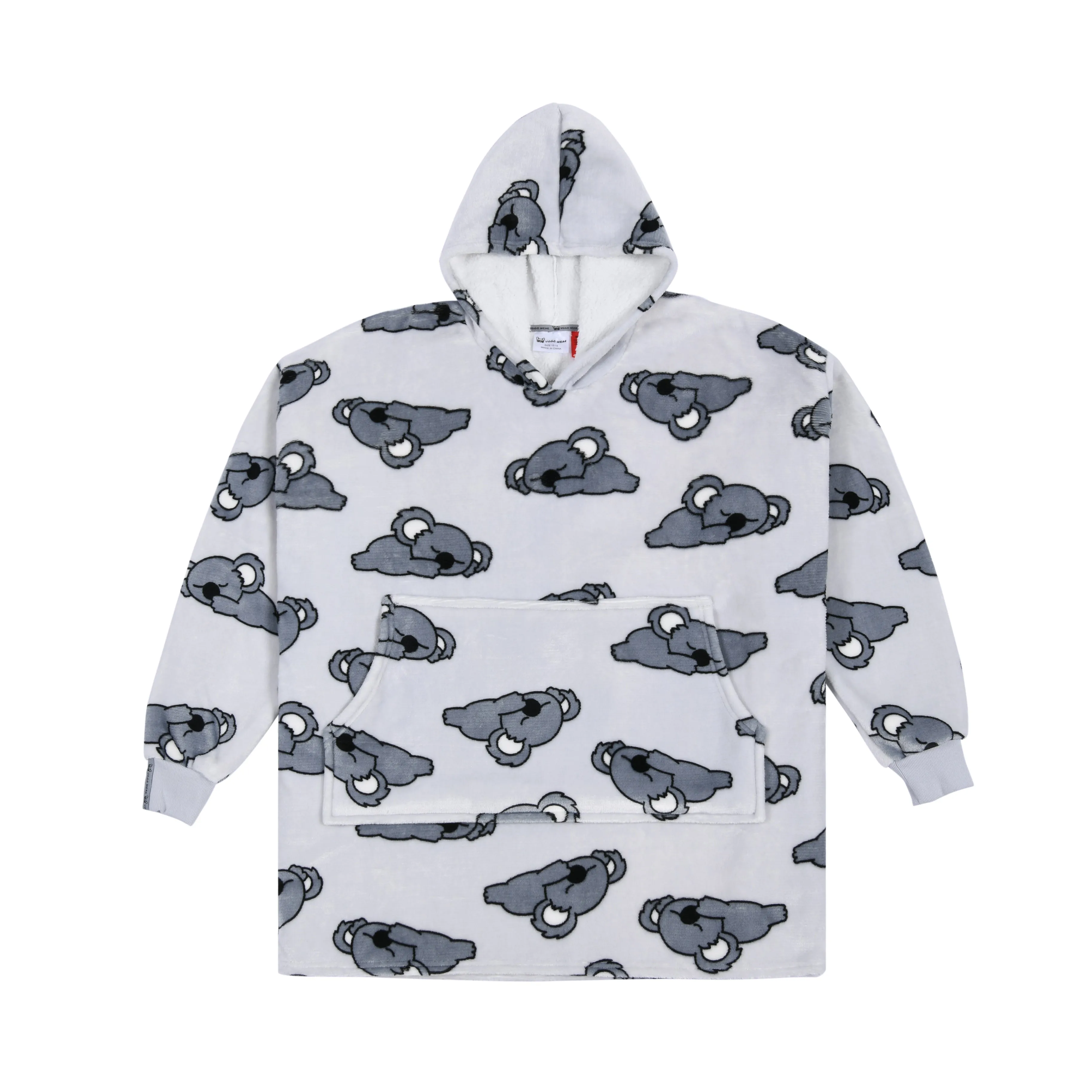 UGGOWEAR Giant Hoodie Bearly Awake Kids Light Grey Sizes 12-14