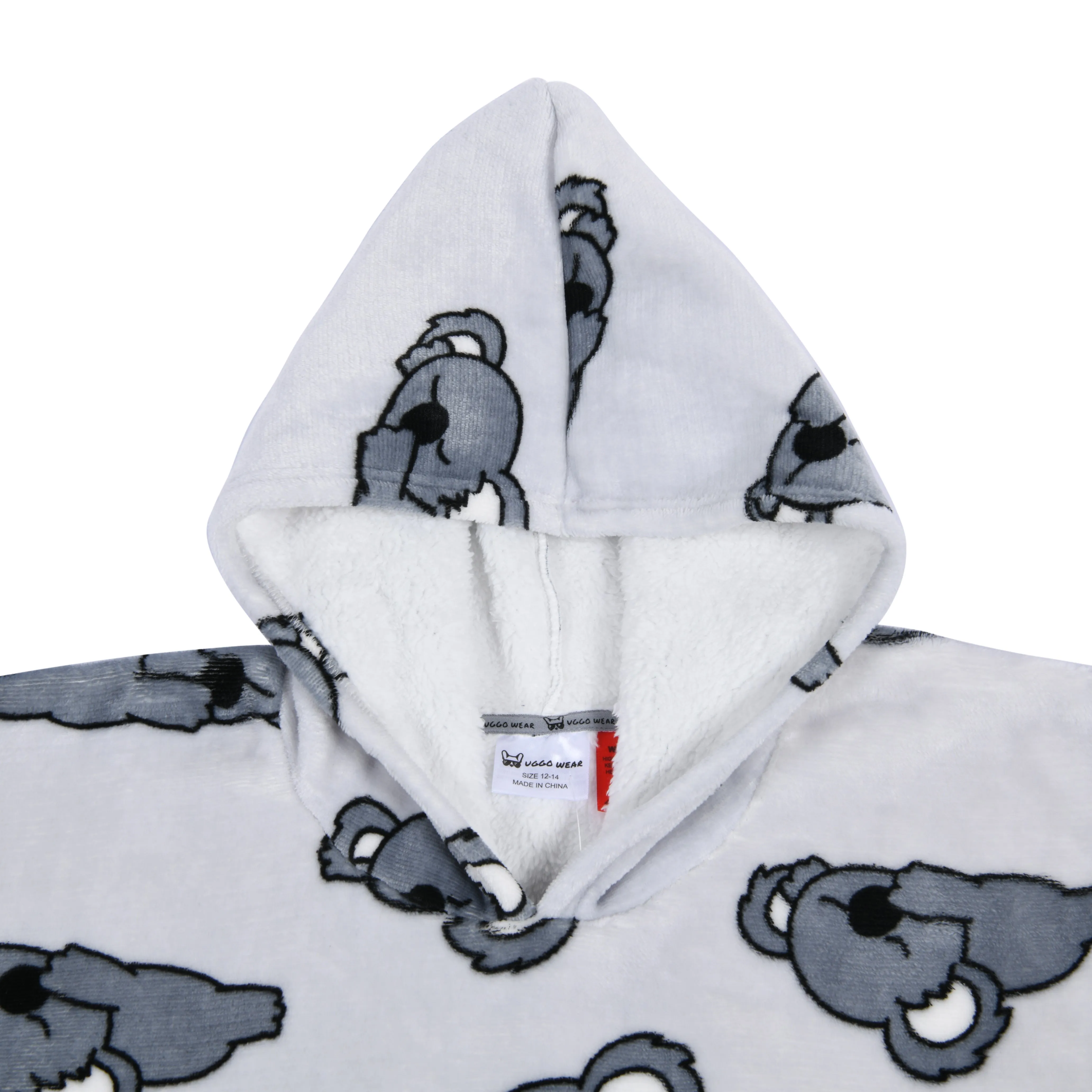 UGGOWEAR Giant Hoodie Bearly Awake Kids Light Grey Sizes 12-14