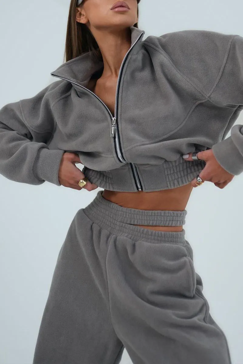 UJ0352 Fleece Jacket Tracksuit Set