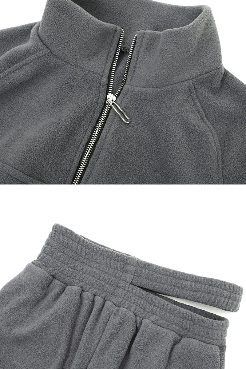 UJ0352 Fleece Jacket Tracksuit Set