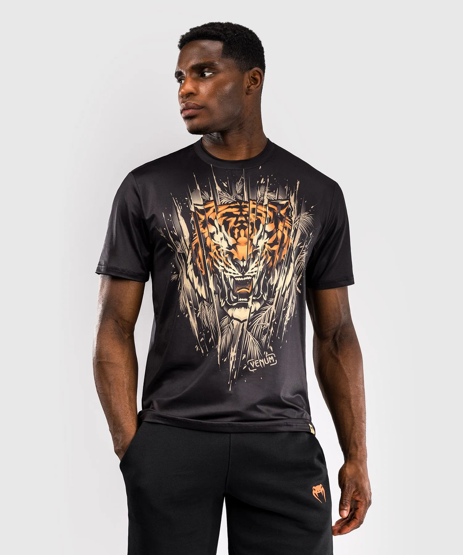 Venum Tiger Herren Dry Tech T-Shirt - Schwarz/Neon Orange