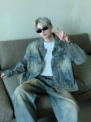 Vintage Wash Loose Jacket / Wide Denim Pants CBJ0064