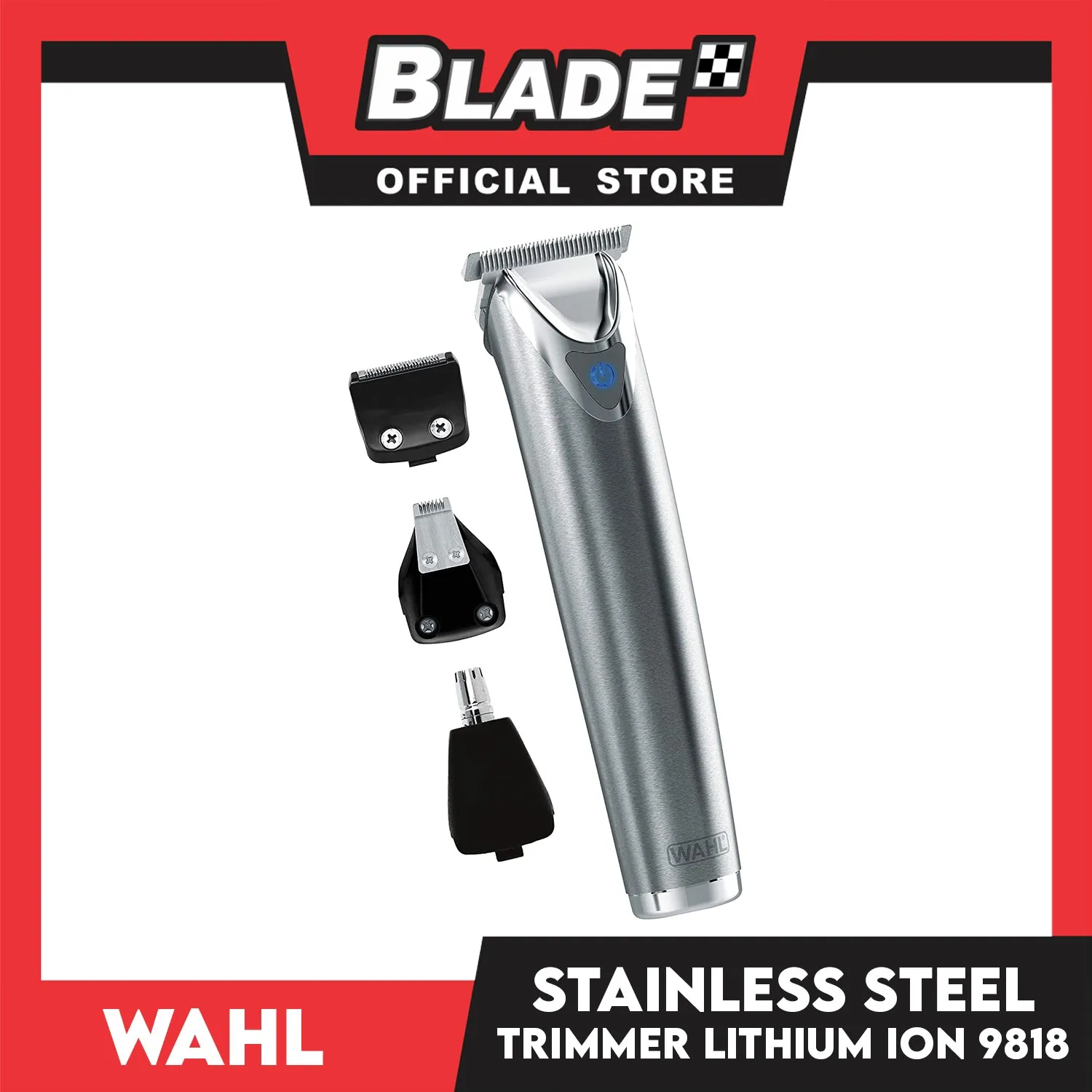 Wahl Stainless Steel Lithium Ion 9818 and All in One Men's Grooming Kit for Men, Hair Clippers, Wireless Razor, Trimmer, Shaver, Detailer, Outliner, Groomer & Touch up