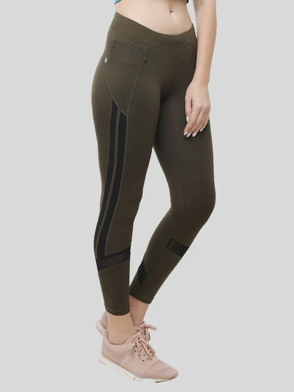 Women Olive Solid Track Pants & Joggers RUN TIME TRACK- OL