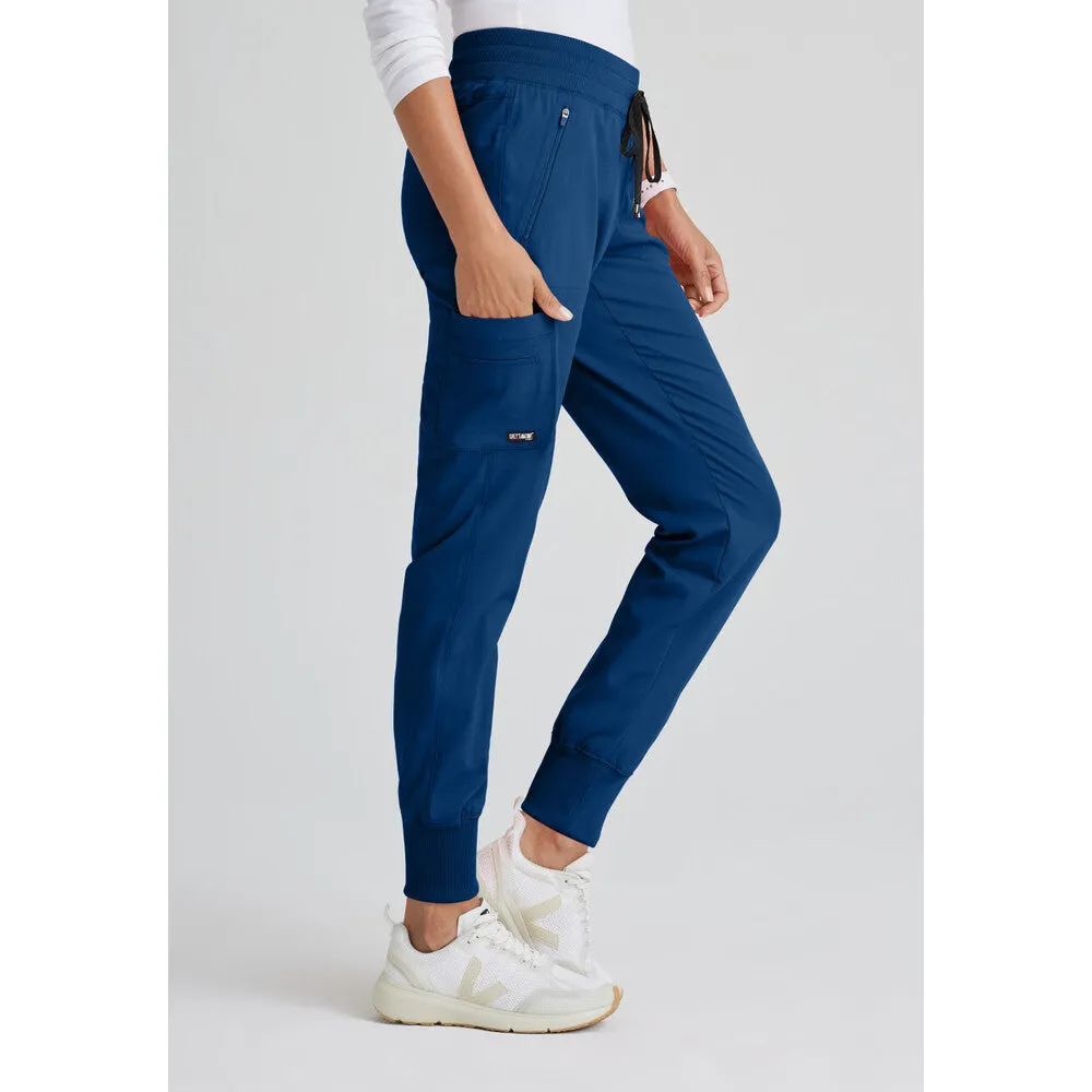Women's Eden Jogger Scrub Pant - Greys Anatomy Spandex Stretch Collection / Color - Indigo / Fit - Regular / Sizes - XS, S, M, L, XL, 2XL, 3XL by Barco Uniforms