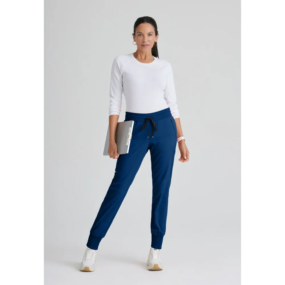 Women's Eden Jogger Scrub Pant - Greys Anatomy Spandex Stretch Collection / Color - Indigo / Fit - Regular / Sizes - XS, S, M, L, XL, 2XL, 3XL by Barco Uniforms