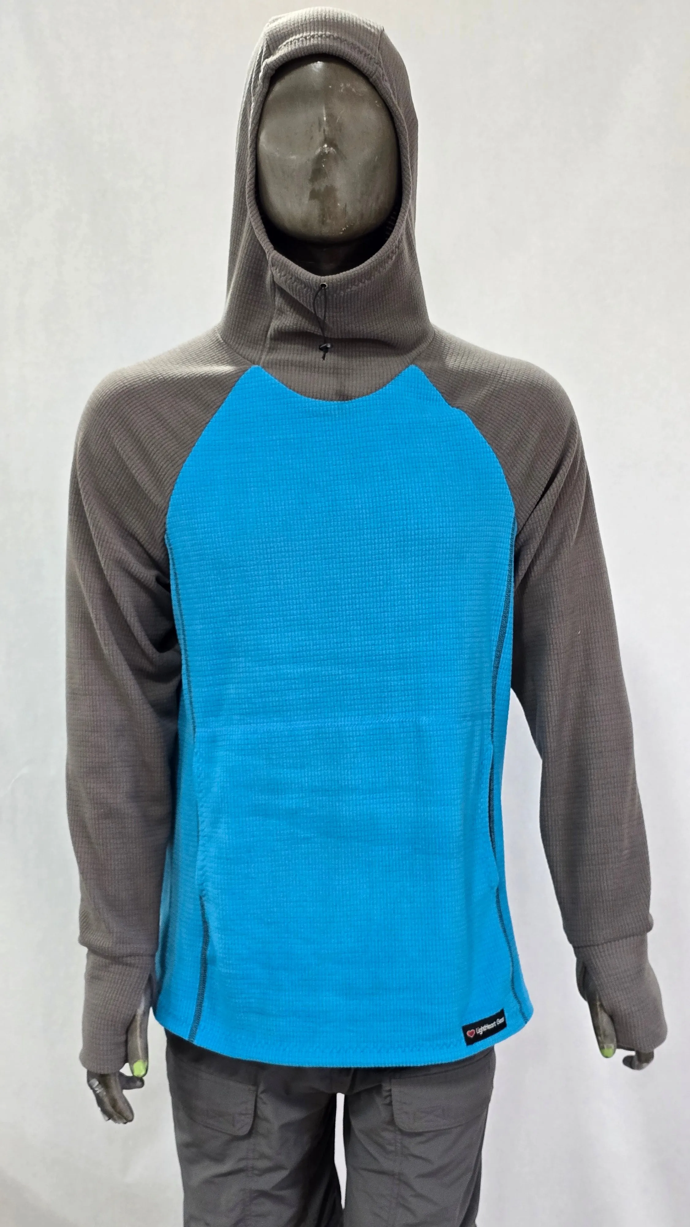 Women's Fleece Hoodie -  Sky Blue w/ Gray sleeves and hood