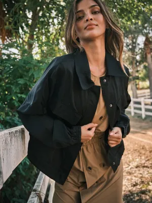WOMEN'S LONG SLEEVES BUTTON CLOSURE POCKETS LIGHT WEIGHT JACKET